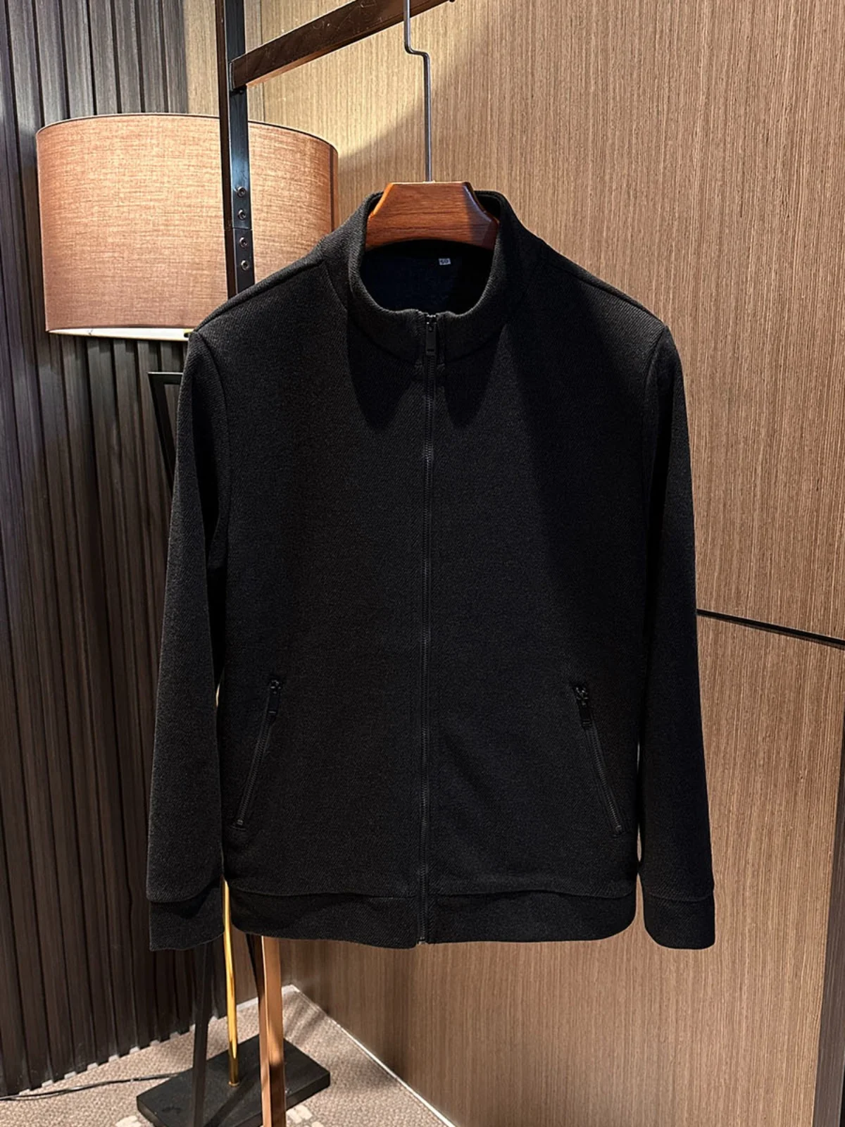 

Wool Blend Knitted Jaet Stand Collar Men's Color Simple Versatile Autumn Winter New Sle Faion Urban Youth Outerwear