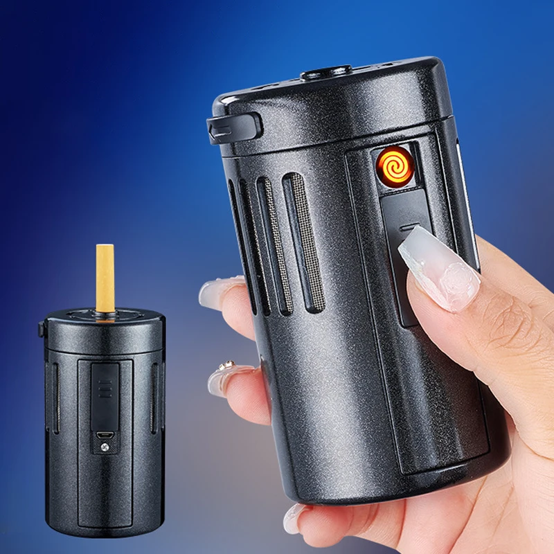 1Pcs Creative Can Not Drop Ash Artifact Multi-functional Cigarette Lighter With Ashtray Portable Car Office Lazy Set Wholesale