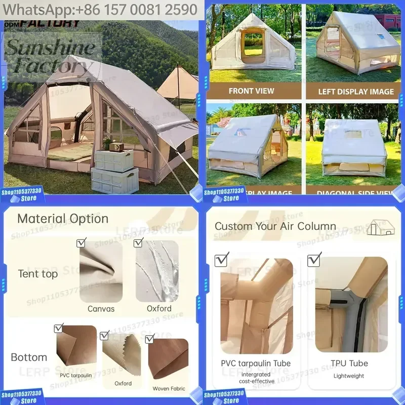 Premium Inflatable Camping Tent Waterproof Four-season Easy Install Wind Resistant Fire Retardant Outdoor Tent for Family