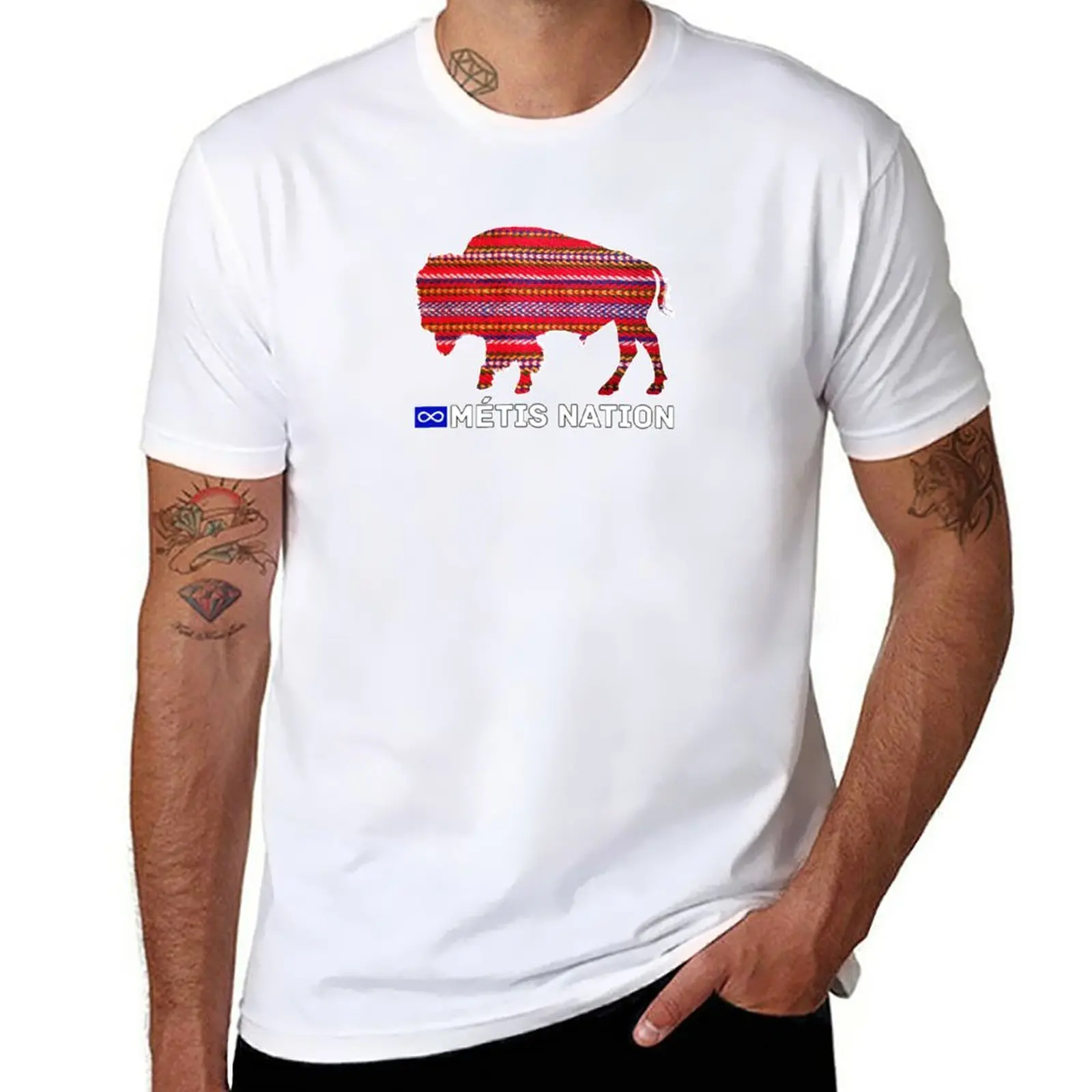 New Metis Nation Buffalo Sash T-Shirt t shirt man kawaii clothes Blouse men clothing