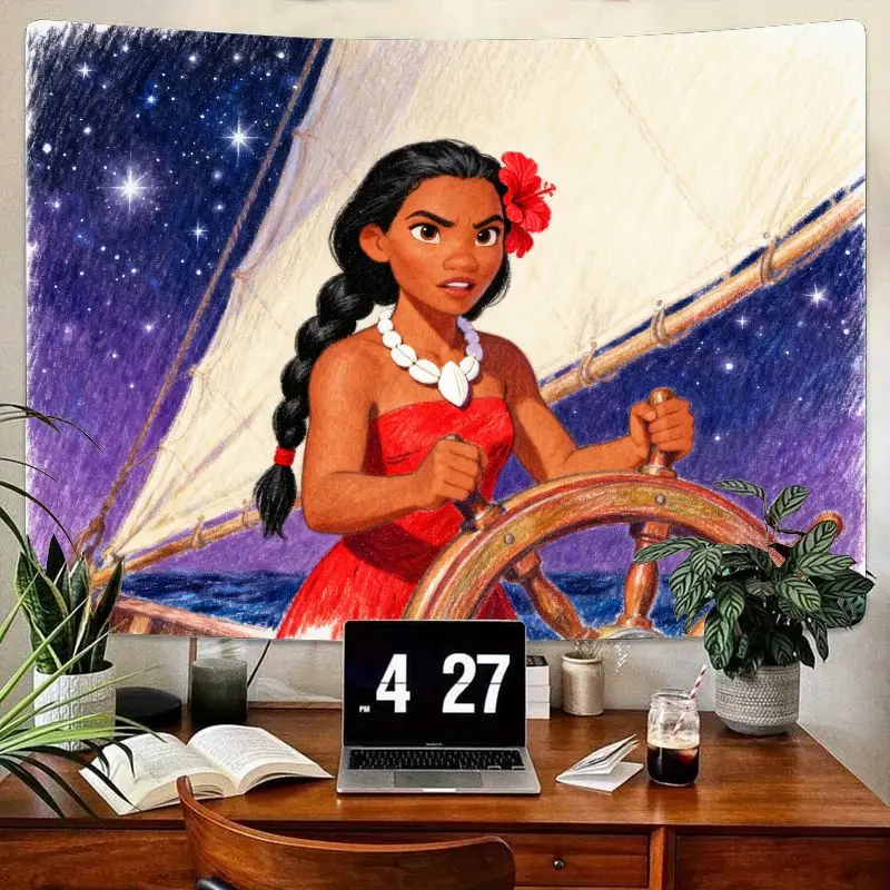

1 шт. гобелен Disney Moana Adventure, настенное искусство полинезийской принцессы для парусного спорта, полиэстеровый декор звездного океана для спальни, гостиной