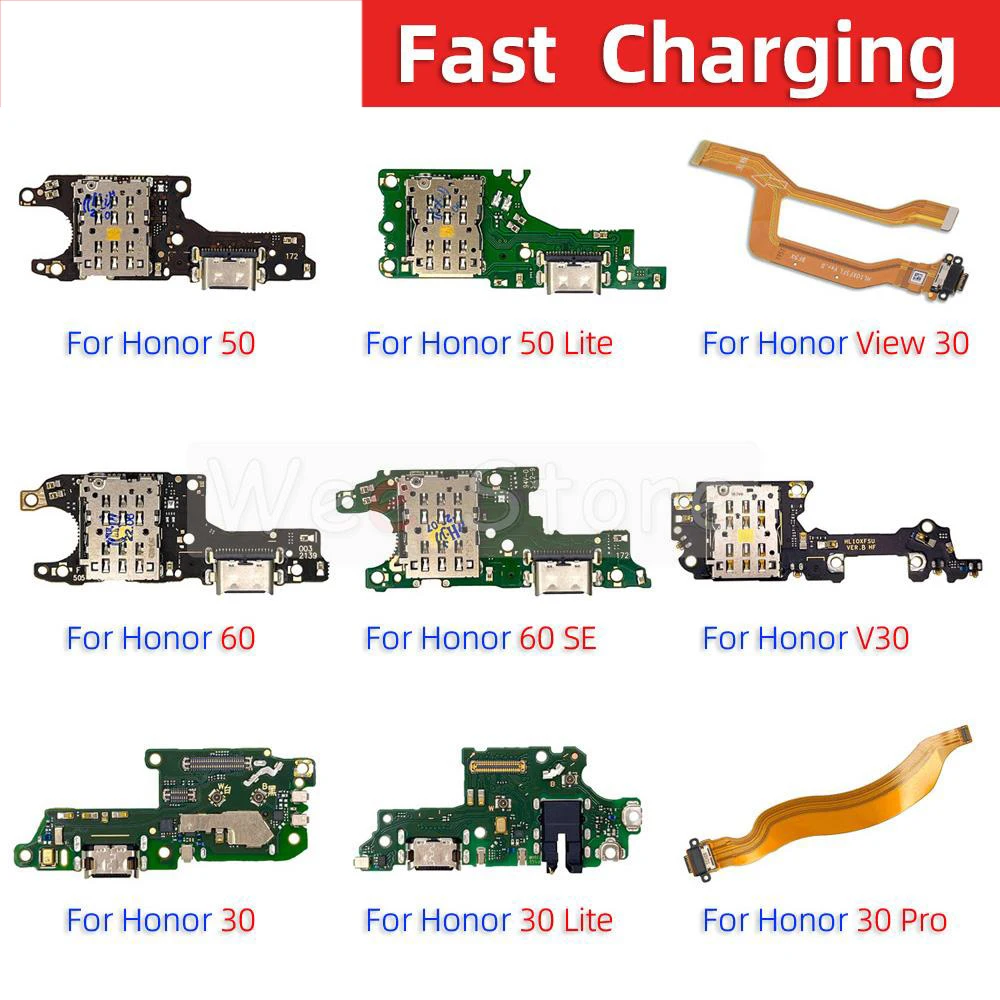 AiinAnt Charger Dock Connector Port Fast Charging Board Flex Cable For Huawei Honor View 30 50 60 Lite Pro SE 30s Phone Parts