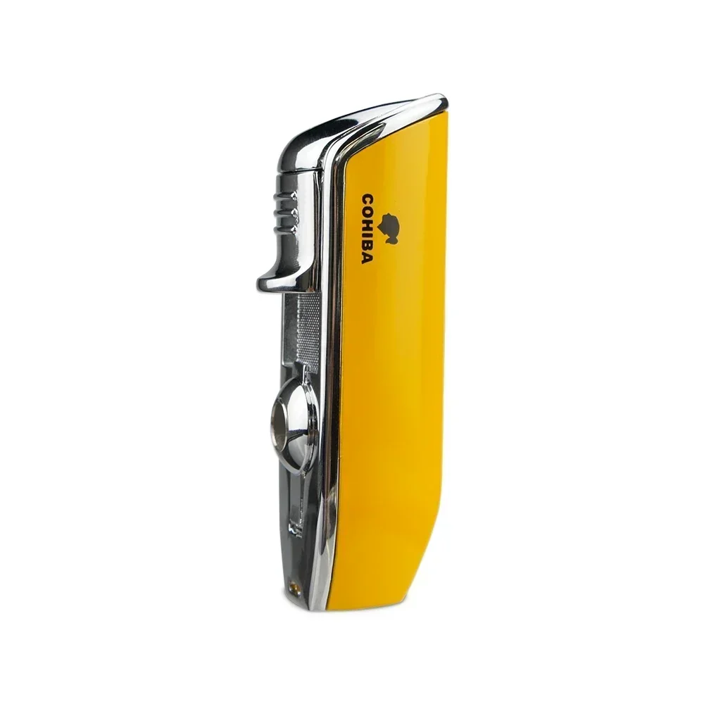 COHIBA Cigar Lighter with Punch Windproof 3 Jet Powerful Flame Torch Lighter Refillable Butane Lighter Encendedor Without Box