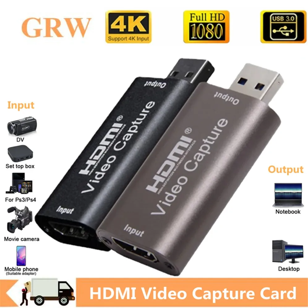 4K HDMI-Compatible Video Capture Card Streaming Board Capture USB 3.0 2.0 Card Grabber Recorder Box for PS4 Game DVD Camera