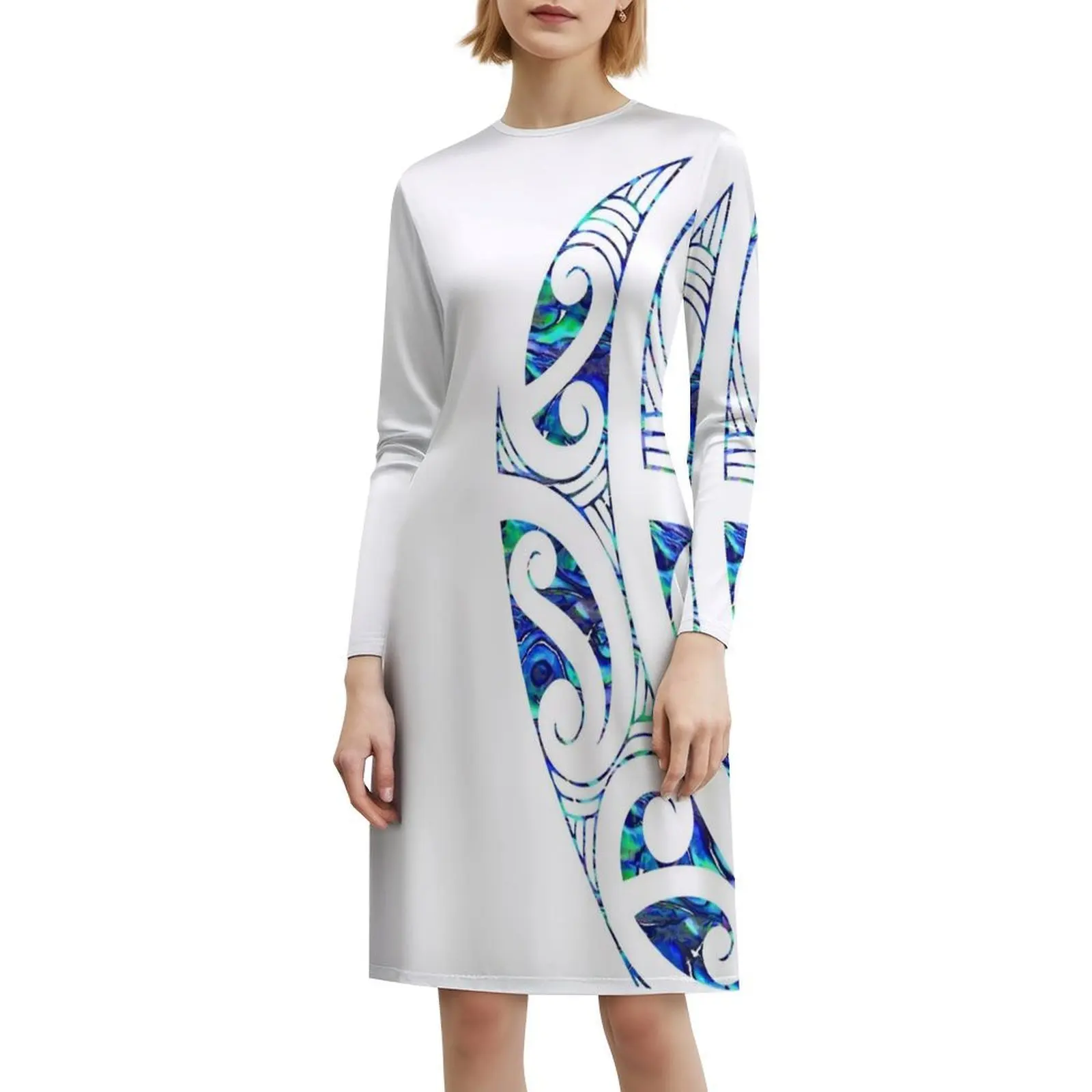 نيوزيلندا Māori Paua Koru القبلية الوشم نيوزيلندي الفن Māori المرأة الشارع الشهير فستان الحفلات العصرية طباعة نادي الملابس للإناث جديد