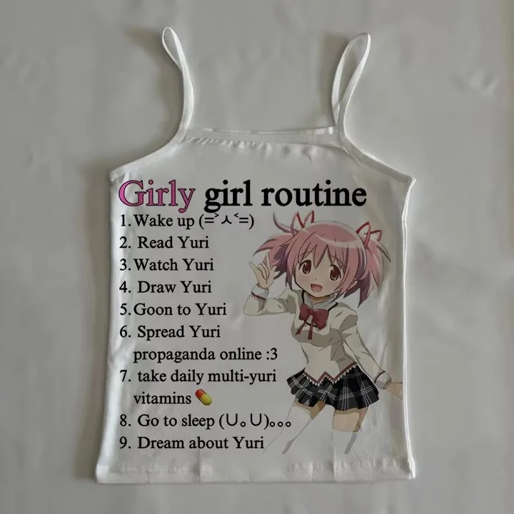 2000s Punk Anime Graphics Tanks & Camis Top Grunge Vintage Gothic Clothes Women Corset Streetwear Y2k Tops Crop Clothing Kids