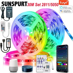 RGB LED Strip Light 5050 WS2811 Flexible LED Light Strip 10M 15M 20M 12V RGB LED Tape Set with Wifi / Bluetooth Music Controller