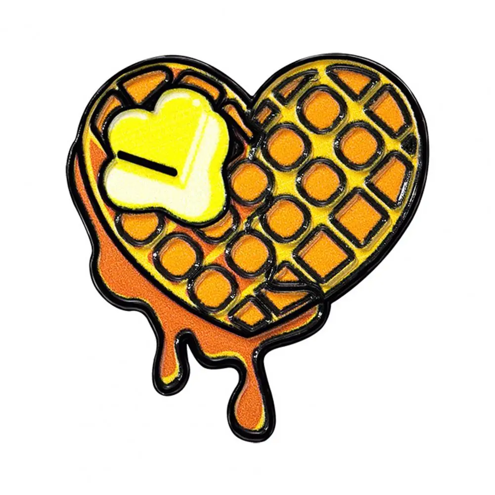 Enamel Waffle Brooch Enamel Broochpin Enamel Heart Waffle Brooch Pin Metal Lapel Accessory for Sweaters Coats Cute for Men