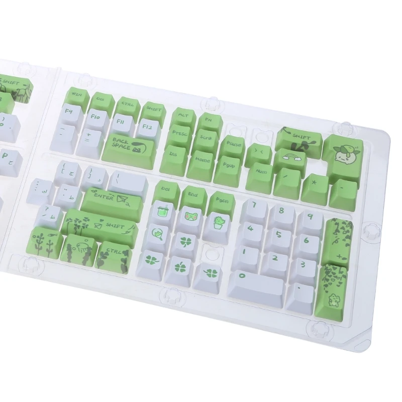 129 Keys Keycaps Set OEM Little DyeSubbed Cartoon Keycap for Mechanical Gaming Keyboard Keycap Diy Green