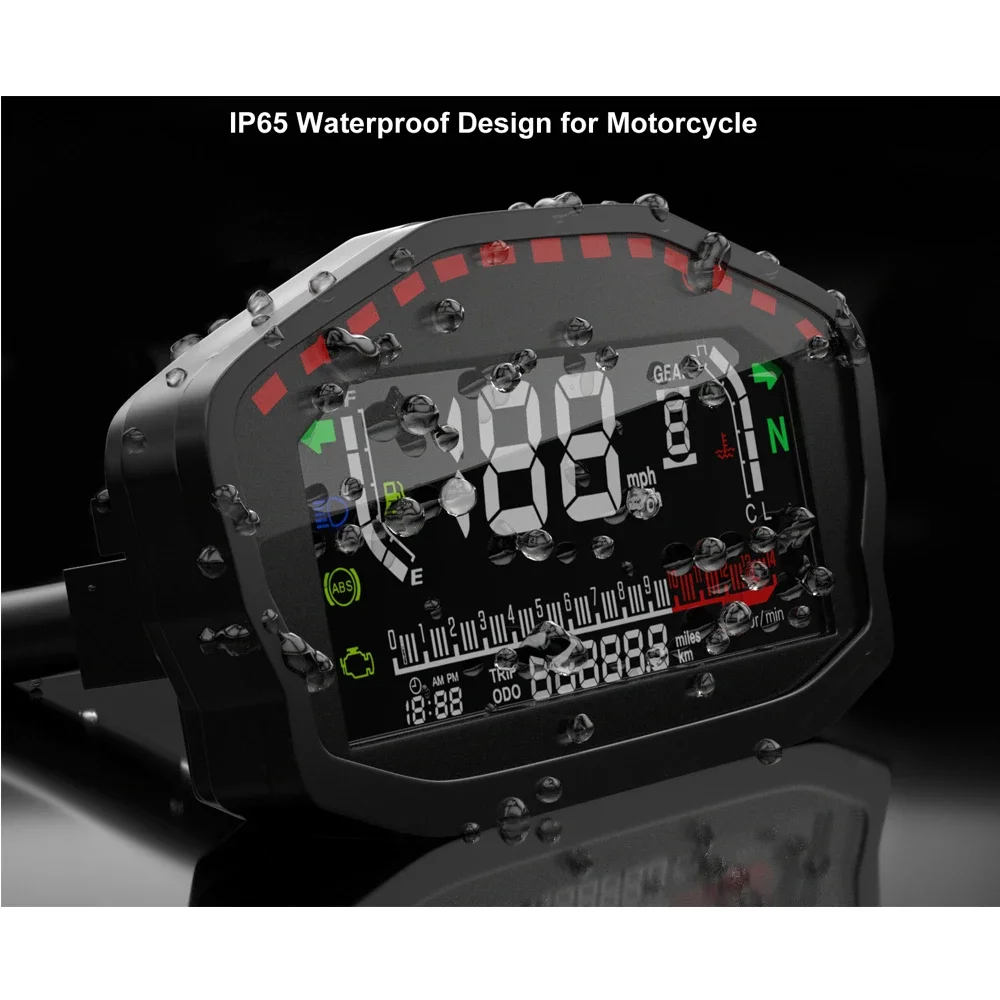 New MultiFunction LCD Display GPS Speedometer with RPM Tachometer Fuel Gauge Water Temperature Gauge for Motorcycle vehicle 12V