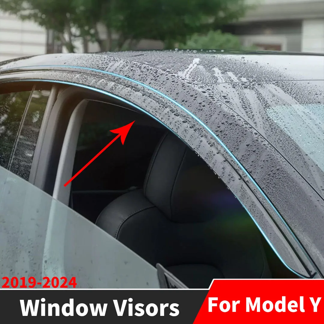 Body Kit Tuning Accessories Decoration Wind Deflector Rain Guard Brow For Tesla Model Y 2019-2023 Window Visors Shade Refit 4PCS