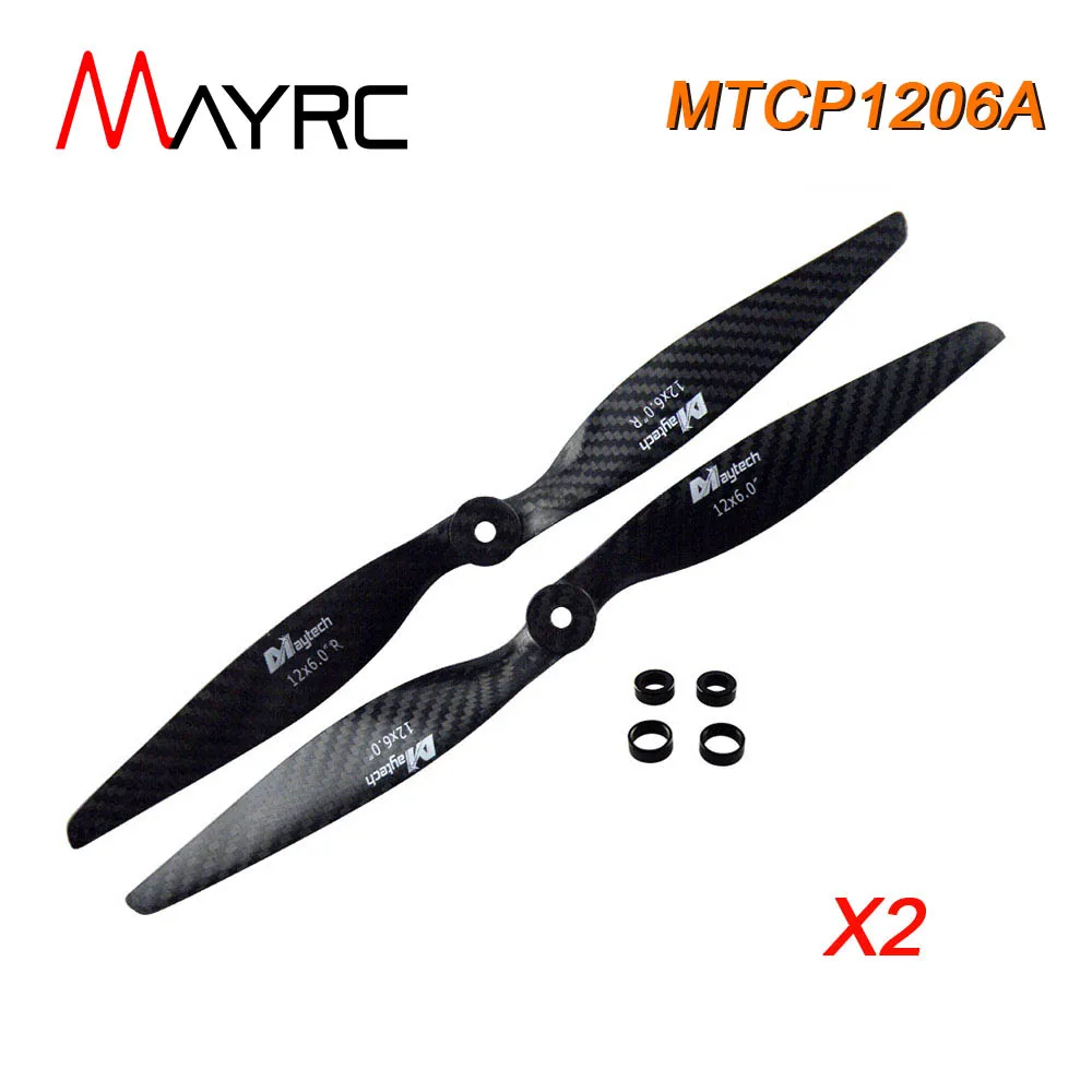 2PCS MAYRC 12x6 Inch 6mm Center Hole CW and CCW Carbon Propellers APC for Multi Drones RC Fixed Wing Gasoline Engine Airplane