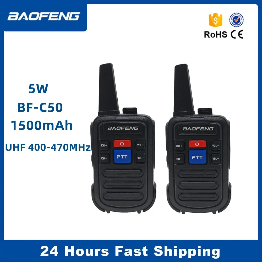 

2PCS Baofeng BF-C50 5W Mini Walkie Talkie Kids Portable Ham Radio Comunicador UHF 400-470MHz PTT Two Way Radio HF Transceiver