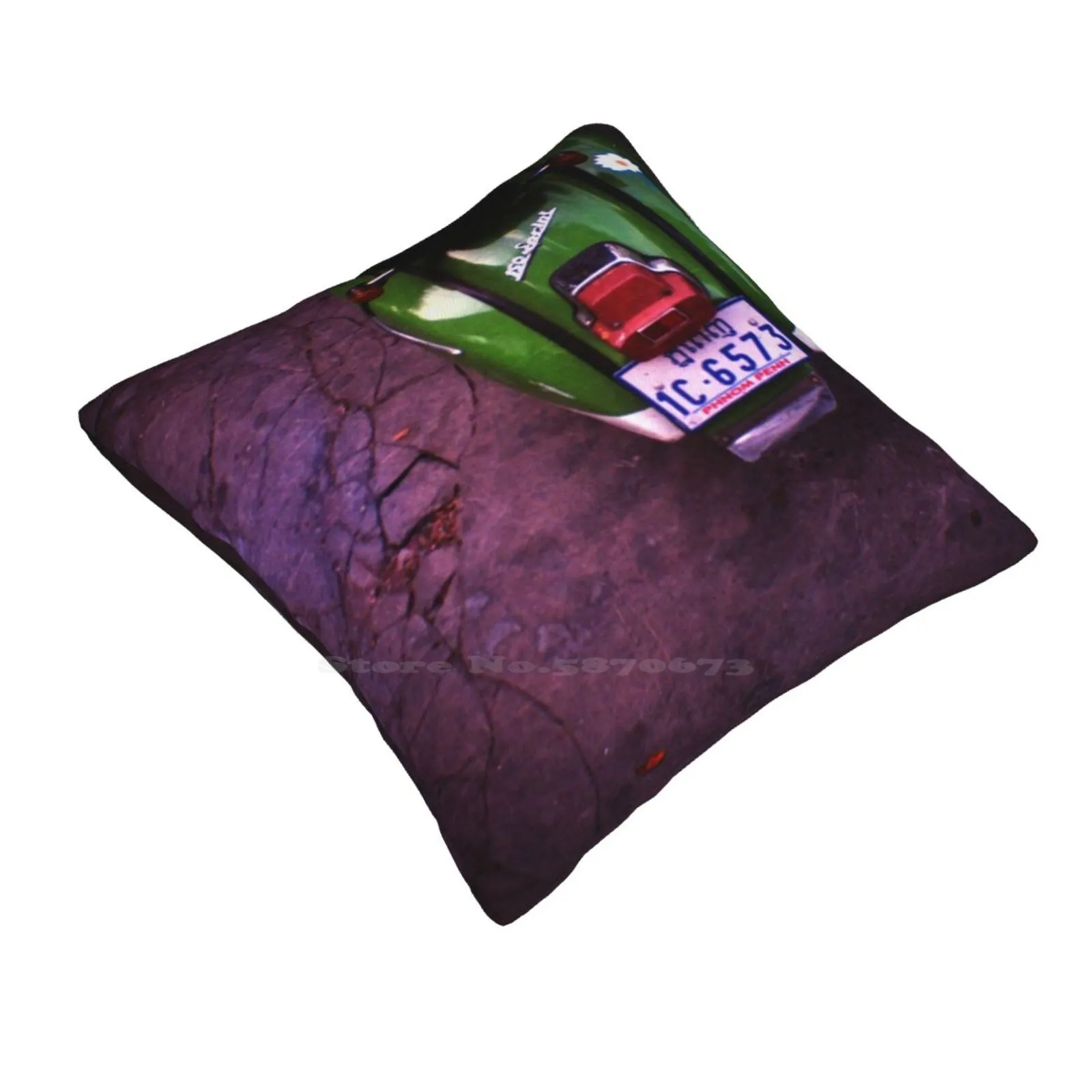 , Phnom Penh , Cambodia Throw Cushion Pillow Cover Retro Scooter Cambodia City Urban Street Square Hipster Diana Lomography