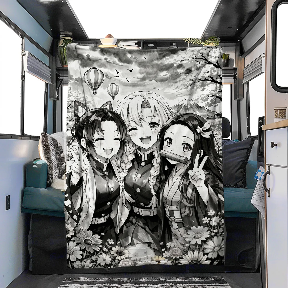 Demon Slayer  Warm Soft Printed Flannel Blanket Suitable for Bedroom Sofa Bed Chair Picnic Travel Daily YUN6514