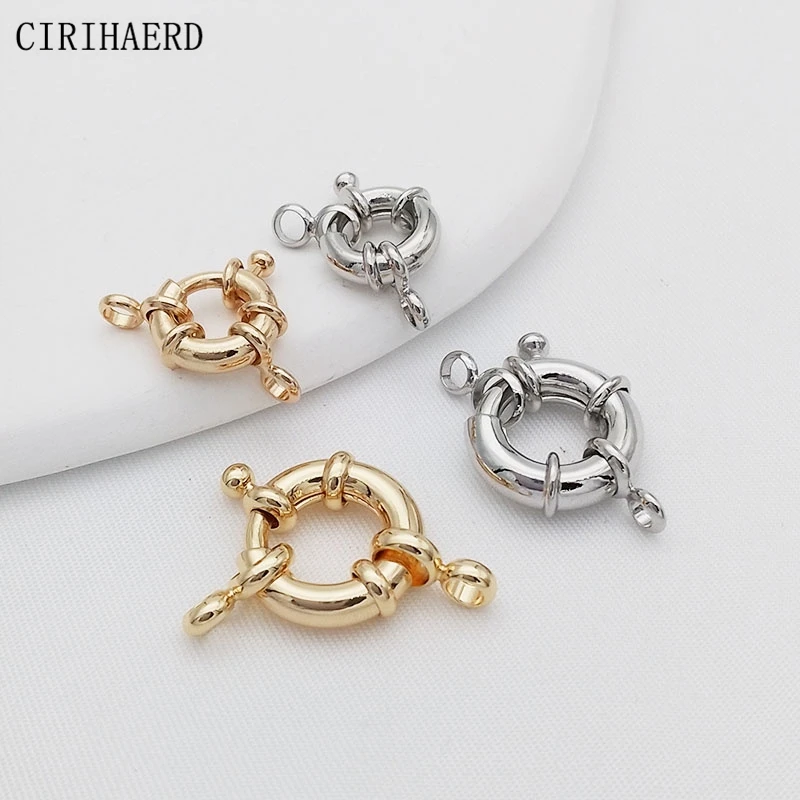 DIY Jewelry Accessories Steering Wheel Spring Clasp Plated 14K Gold/Rhodium Round Buckle For Bracelet Necklace Connection Clasps