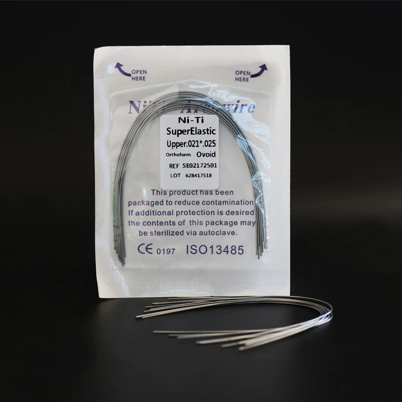 2 paquetes de 20 piezas de alambre Dental de ortodoncia Niti, alambre de arco de Niti súper elástico, forma Oviod/Natural/cuadrada (1 paquete superior y 1 paquete inferior)