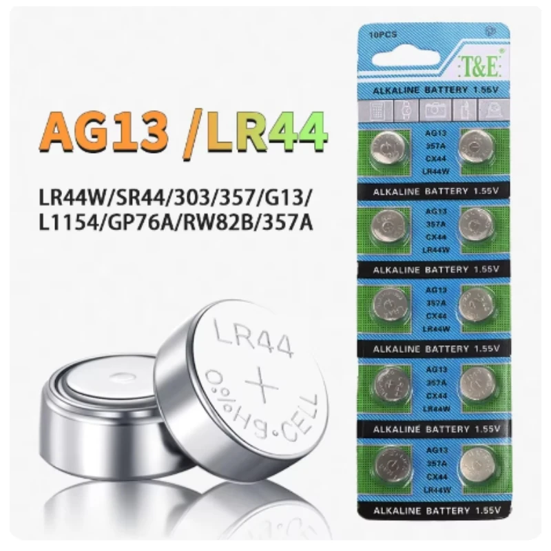 AG Full Series Alkaline LR44 Button Cell Battery AG13, LR41 Watch Battery, Electronic AG1 LR 1130 Repalcement for Clocks, Toys