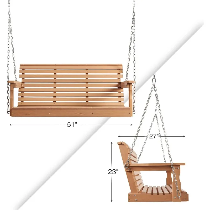 Porch Swing, 2-Person Poly Lumber Outdoor Swing, All-Weather Farmhouse Patio Swing That Never Rot and Fade, Suit for Garden