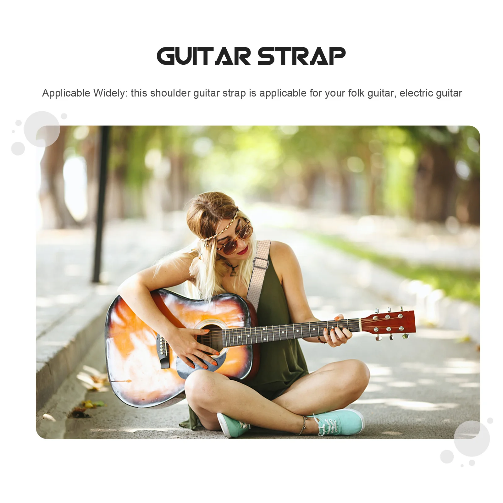 

Guitar Strap Acoustic Accessories Shoulder with Pad Embroidered Woven Decoration