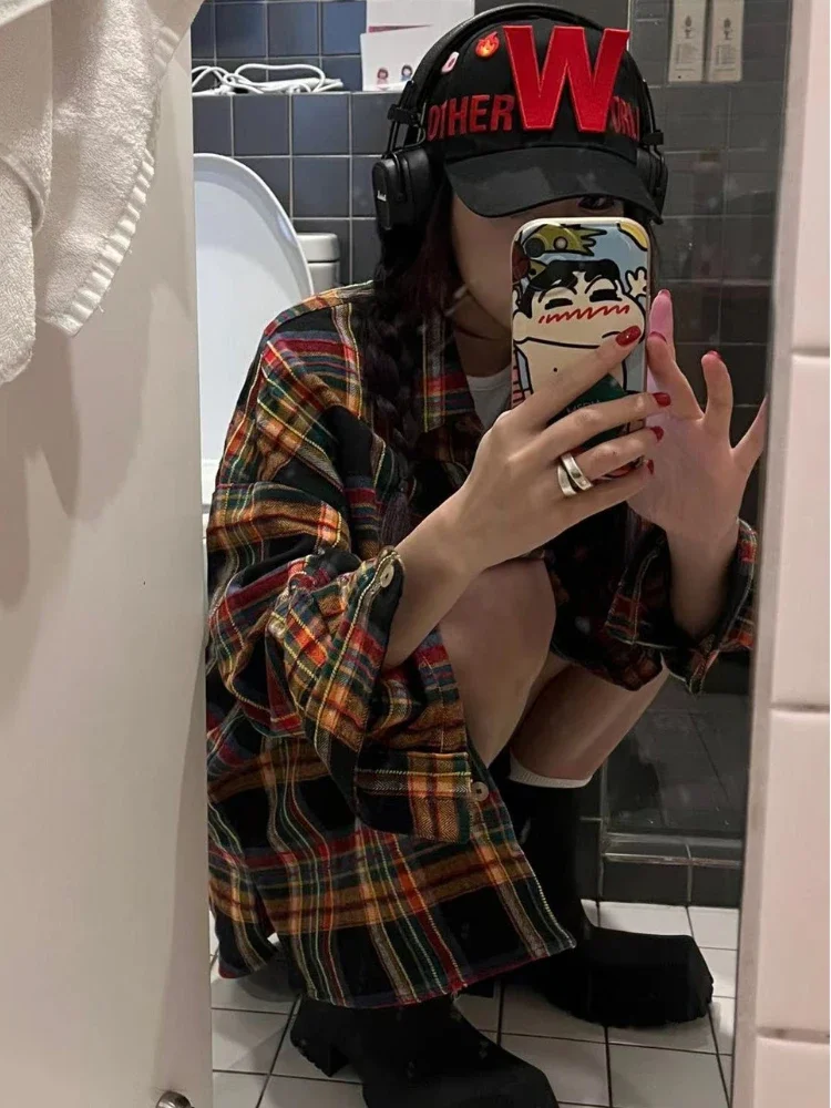 Camisas de mujer diseño Vintage Simple todo-fósforo primavera suelta moda elegante tierno Casual estilo coreano estudiantes diarios acogedor a cuadros