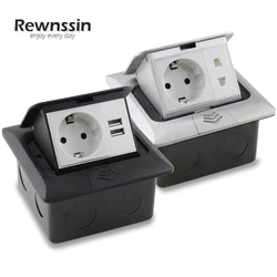 Pop-Up Floor Socket Standard EU Plug Outlets 250v Recessed Hidden Electrical Aluminum Alloy Cover Built in Socket For Meeting