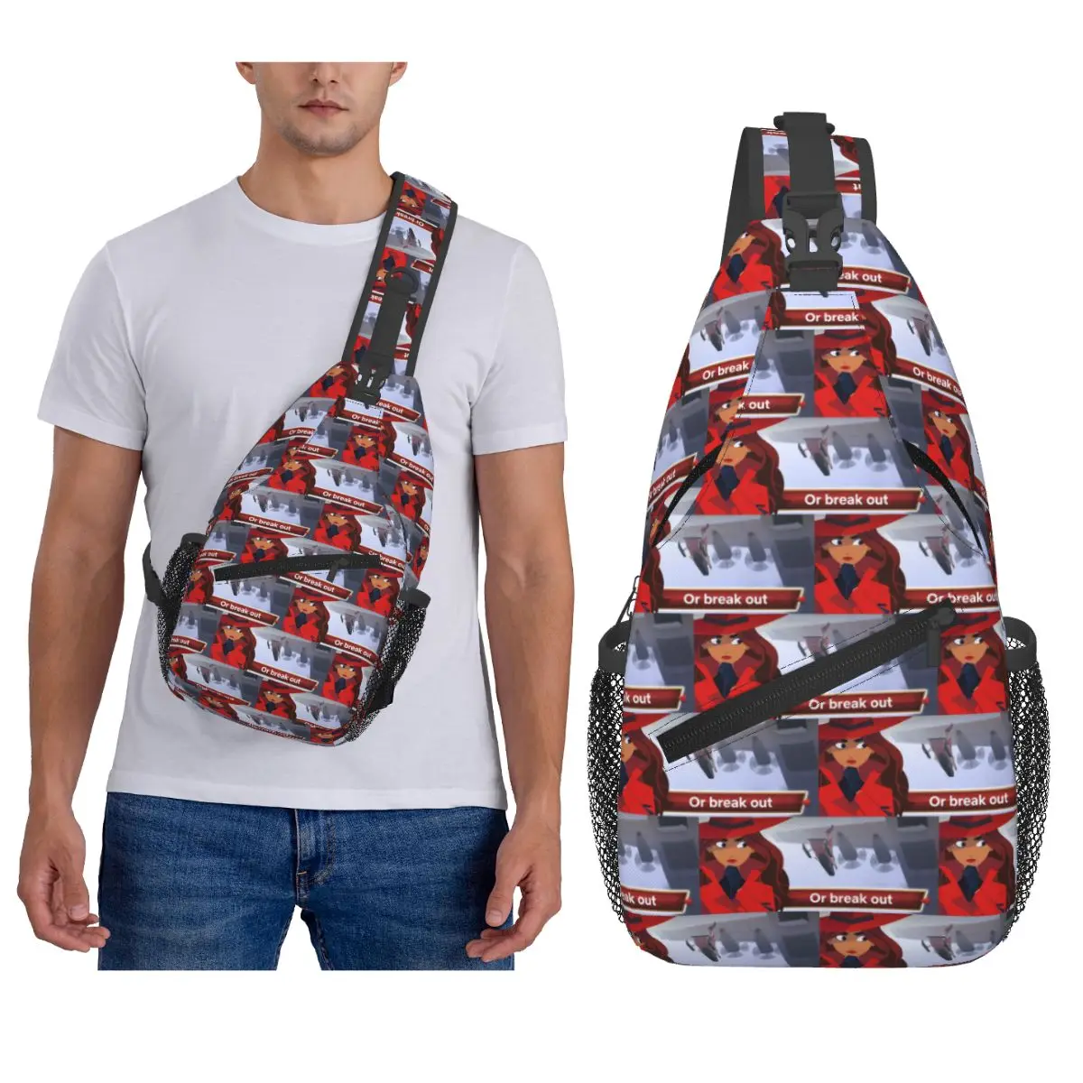 Bolso de pecho con diseño de la serie animada Carmen Sandiego, mochila cruzada para hombre, bolso de pecho para viaje, senderismo, mochila de un día, bolso de hombro