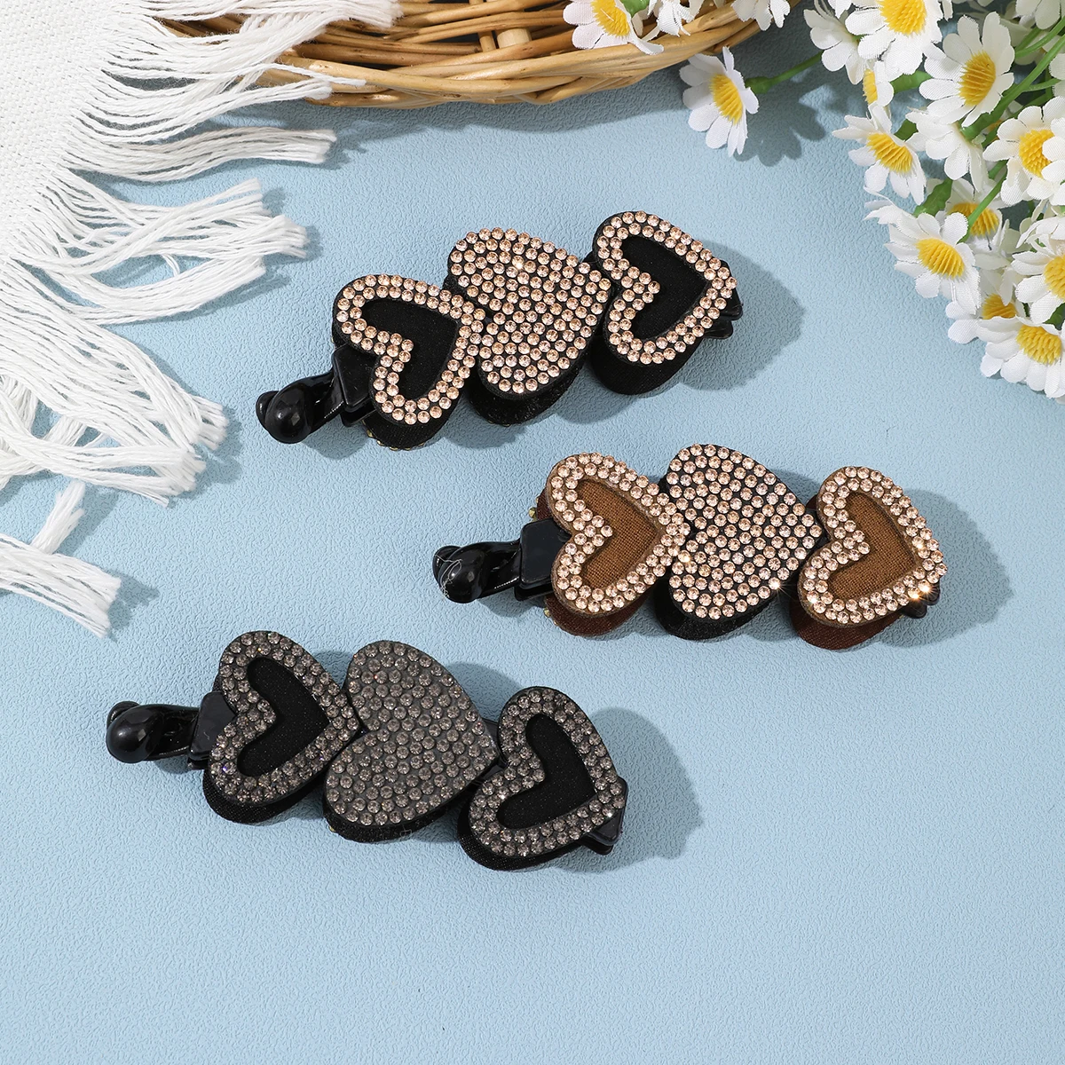 AWAYTR الماس زهرة القلب الموز كليب أمشاط الشعر موضة الاكريليك النساء دبابيس الشعر العرائس الزفاف إكسسوارات الشعر الأنيقة