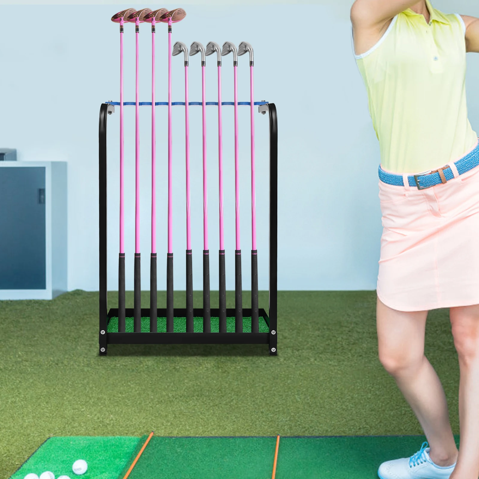 

9-Hole Golf Clubs Rack Holder Storage Rack for Golf Driving Range
