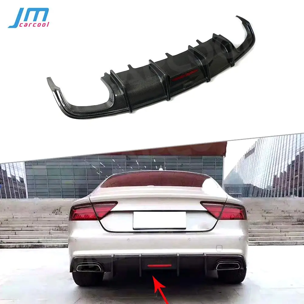 

Carbon fiber Rear Lip Spoiler K Style Diffuser For Audi A7 S7 Sport 2016-2018 FRP Fins Shark Style Skid Plate Bumper Guard