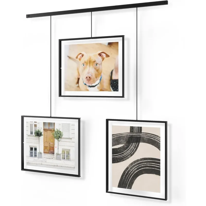 

Exhibit Picture Frame Gallery Set, Adjustable Wall Collage Displays Three 8x10" Photos