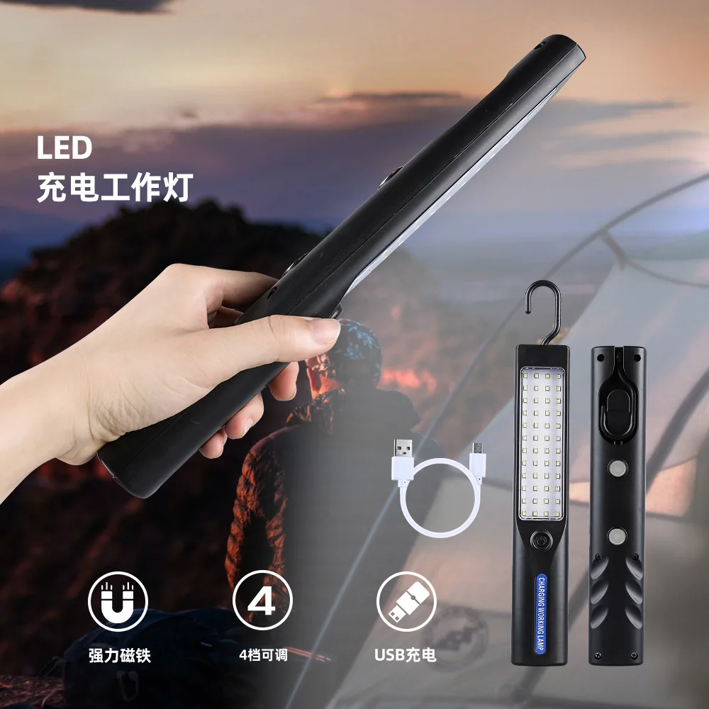 COB Work Light Led Floodlight Rechargeable Portable Lamp Hook Magnet Camping Lamp High-Low Adjustable Emergency Rescue WorkLight