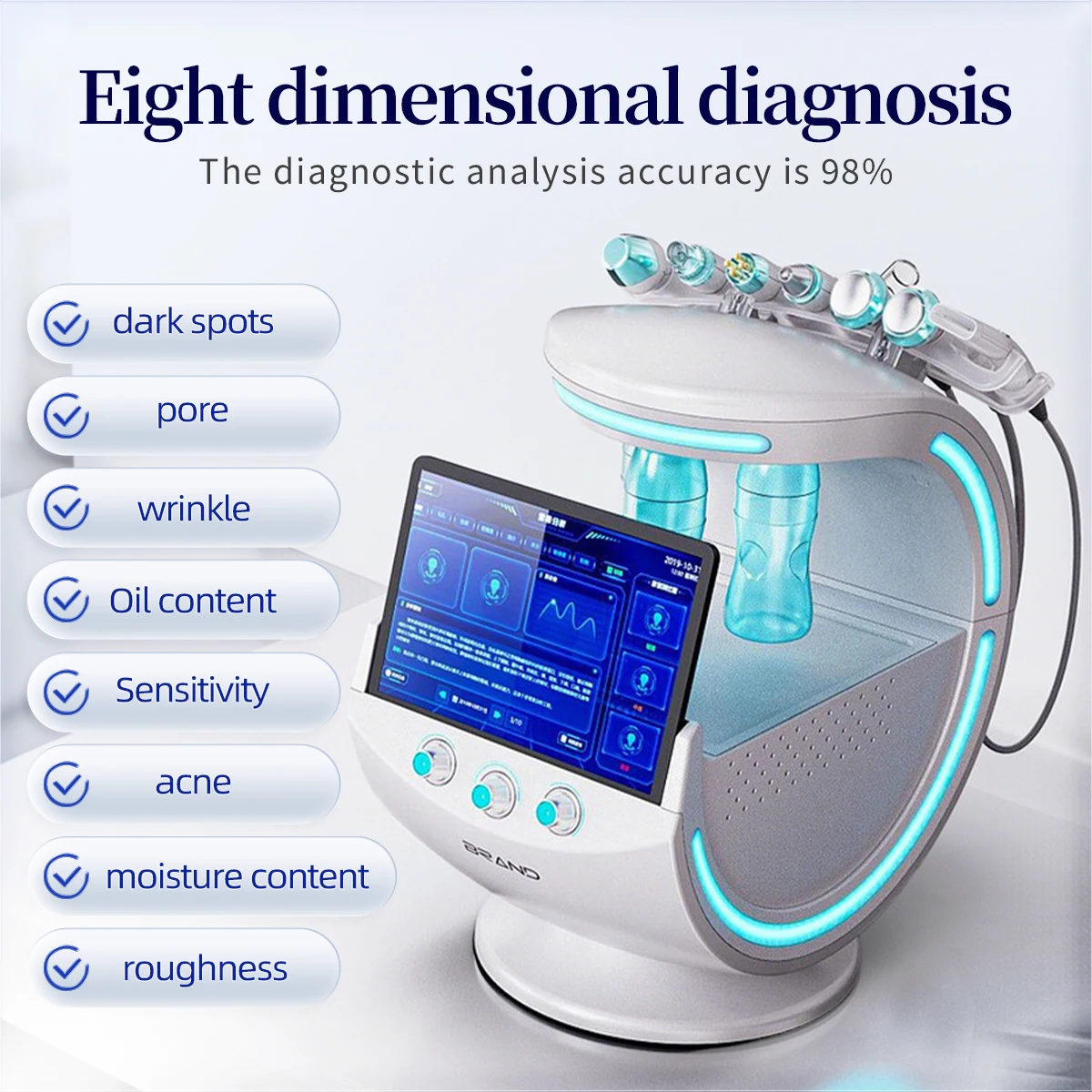 2025 7 in 1 Smart Ice Blue Facial Treatment Machine Professional Portable Dermabrasion