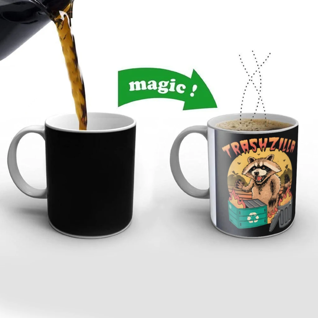 

Trashzilla Creativity Change Color Chang mug Ceramic mug Hot Coffee Cup Breakfast Cup Mug Friend Gift