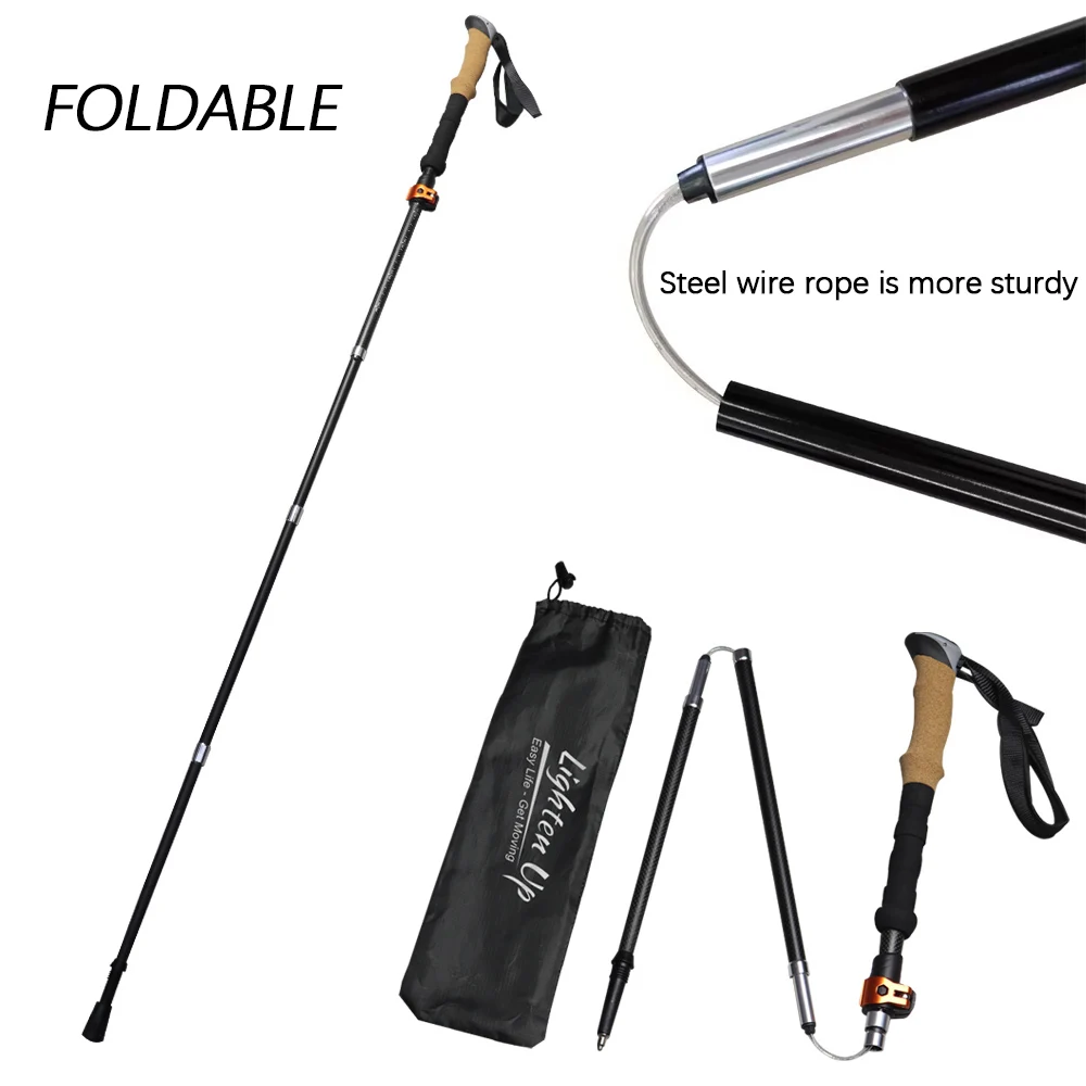 Trekking Pole Carbon Ultra-light Telescopic Folding Pole Mountaineering Trekking Carbon Fiber Outdoor Walking Stick