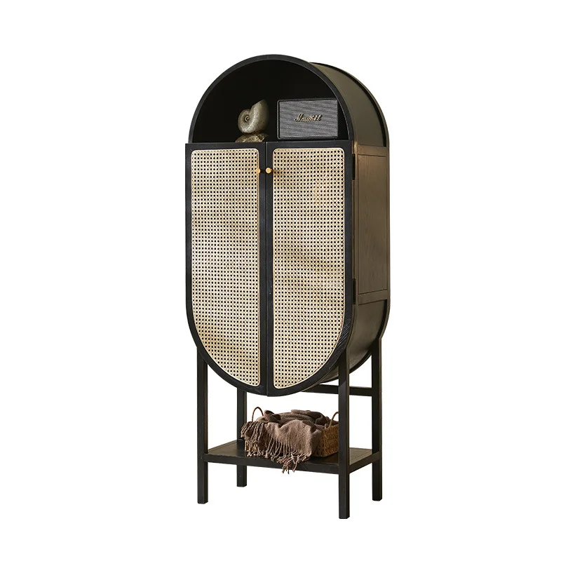 

Wabi Sandy Wind Locker Wabi Sandy Wind Solid Wood Side Cabinet Medieval Rattan Weaving Storage Cabinet Vintage Locker Display
