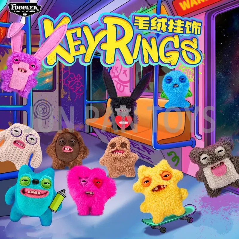 Porte-clés miniature original Fuggler, jouet en peluche amusant et moche, monstre dentaire, pendentif, jouets mignons, cadeau d'anniversaire de Noël pour enfants