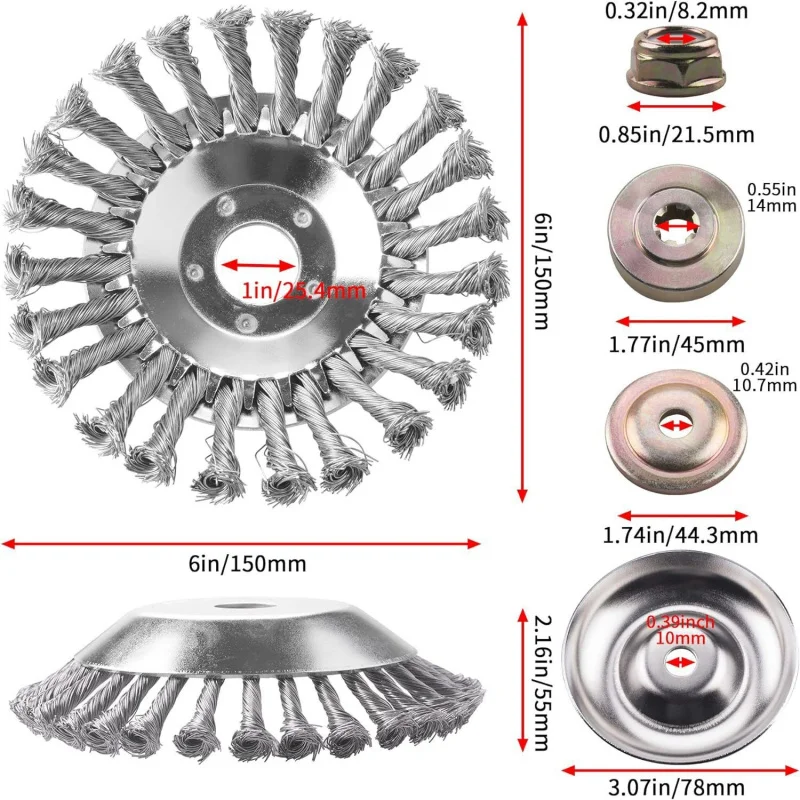 6 8 10 Inch Steel Wire Wheel Brush for Weeding Rust Removal Polishing Wall Remove Moss Rust Resistant Durable Garden Power Tool