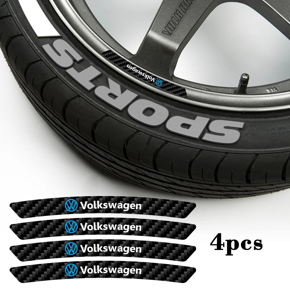 Carbon Fiber Car Tire Rim Emblem Sticker Decor Auto Accessorie For Volkswagen VW Golf 6 7 MK4 TSI GTD Touareg Passat Polo Jetta