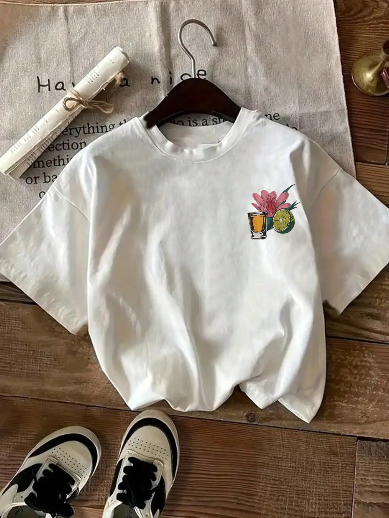 

Свободная женская футболка больших размеров с принтом «Текила» для повседневной носки, летняя