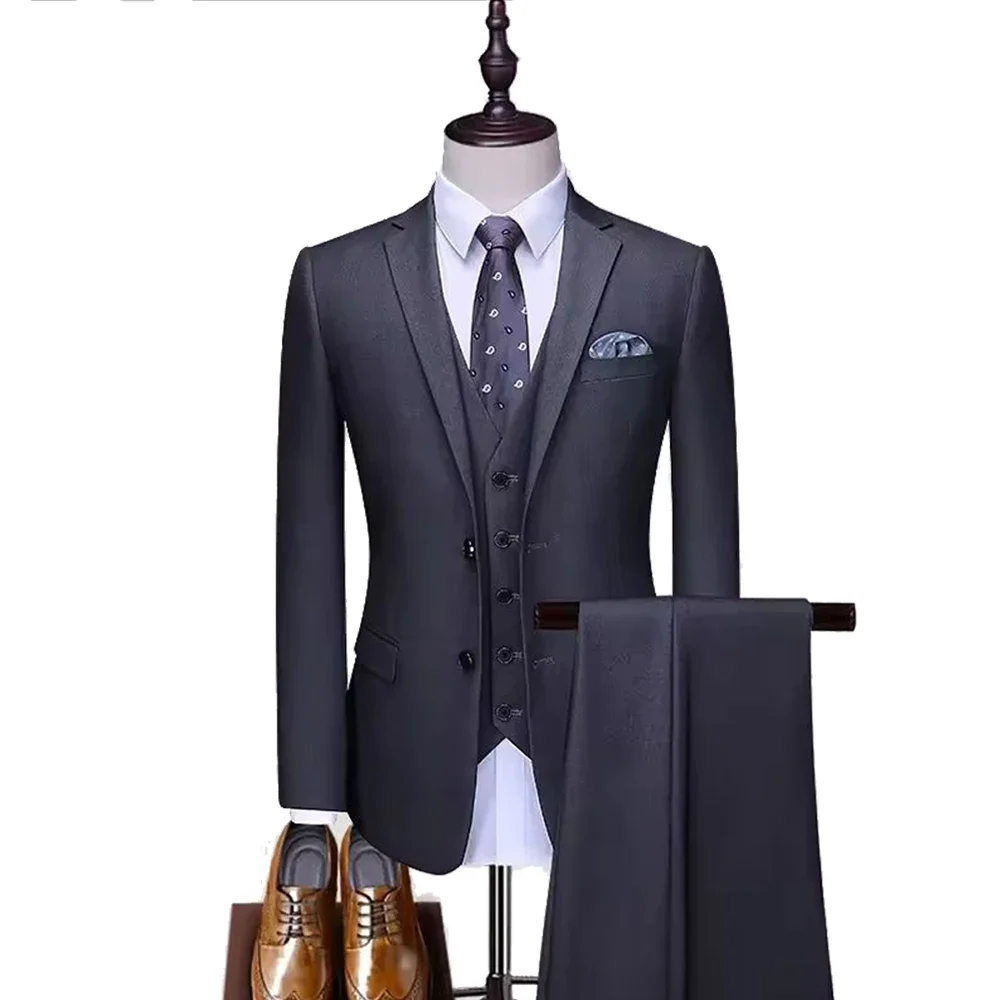 High Quality Men Suits Elegant For Wedding 2 Pieces Blazers 3 Sets Jackets Vest Pants  Business Formal Full Classic Coats