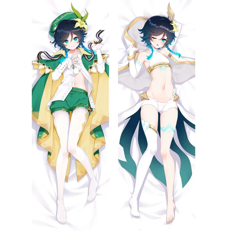 

2WAY/WT HD Printed Game Genshin Impact Venti Dakimakura Male Otaku Hugging Body Cushion Cover Fullbody Throw Pillow Case Gift