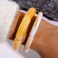 Tocona 2024 New Trendy Bamboo Section Bracelet Gold Silver Colour For Women Boho Bracelets Set Wristband Jewelry Accessories