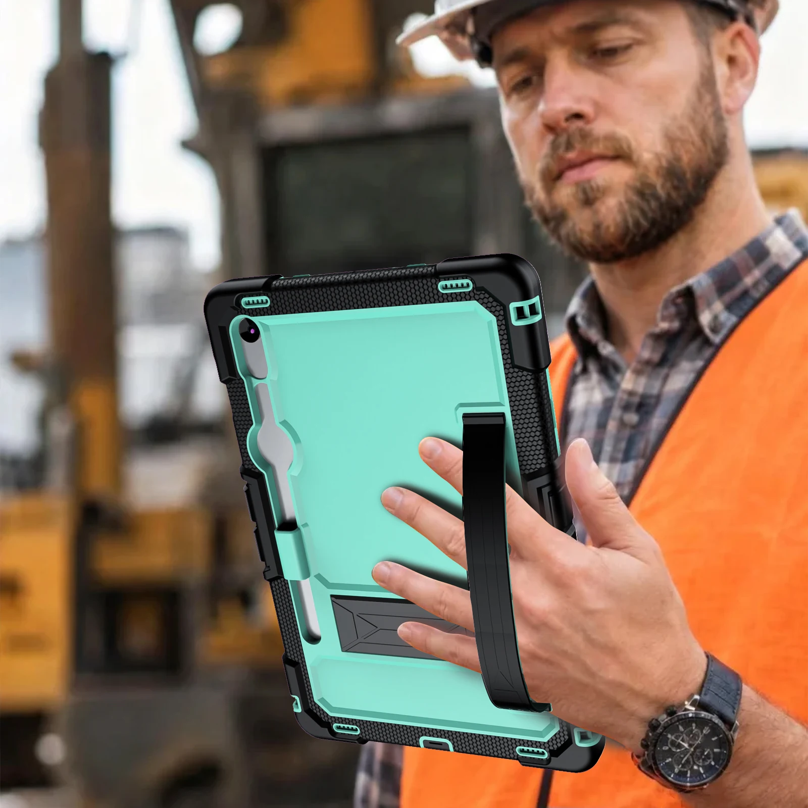 Dual Layer Rugged Cover For Samsung Galaxy Tab S7 11 inch Tab S10 FE 10.9 inch Multi-Angle Kickstand Detachable Shoulder Strap