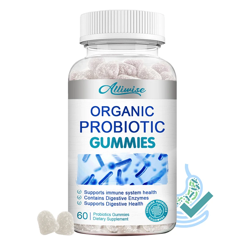 

Alliwise Organic Daily Probiotic Gummies Digestive Supplement for Digestive Health & Gut Health for Men and Women