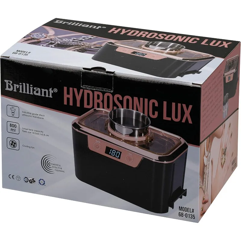 منظف بالموجات فوق الصوتية الرائعة HydroSonic LUX-B، أسود