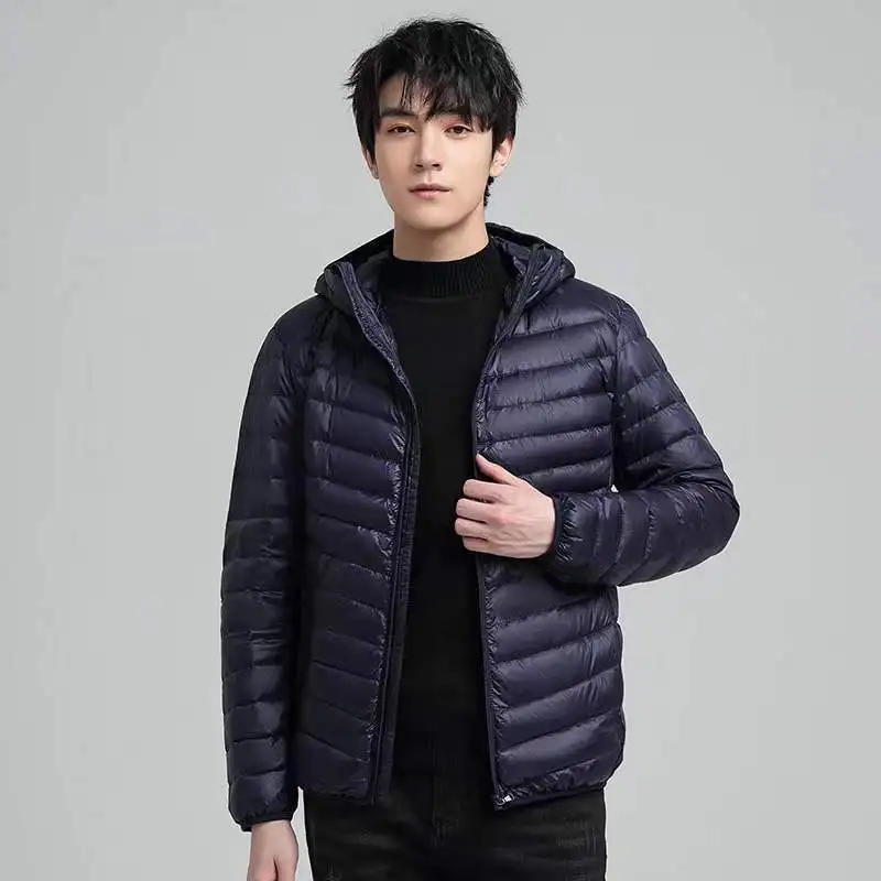

European and American Autumn Winter Plus Size Men's Simple Hooded Korean Style Warm Cotton Coat