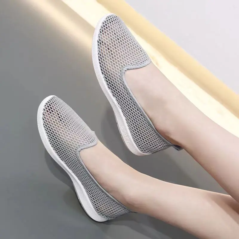 New Woman's Summer Mesh Hollow Flat Sole Casual Shoes Soft Sole Non Slip Breathable Slip On Light Walking Shoes Ballet Shoes image 5