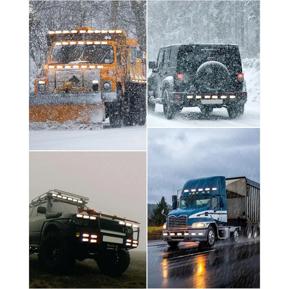12–24 V LED-Blitzlichter für Abschleppwagen und Baufahrzeuge – bernsteinfarbene und weiße Sicherheitswarnleuchten