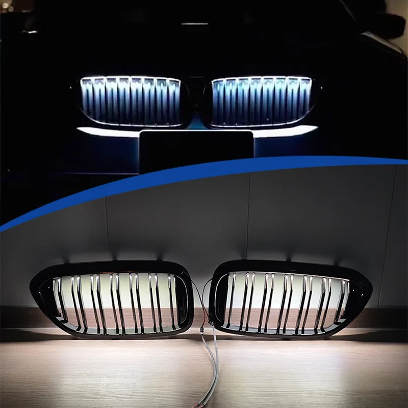

For BMW 5 Series G30 2017-2021 LED Glow Grille Dual-Line Illuminated Kidney Grill Built-in LED Strip Racing Grills Car Styling